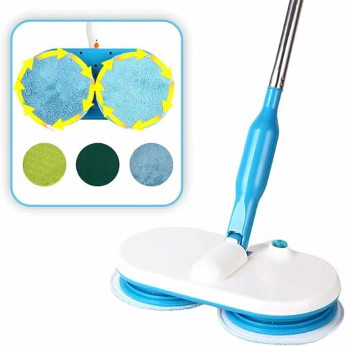Floating Mop elektrischer Bodenwischer,Elektrischer Wischmopp zum leichten Bodenwischen, Schrubben und Polieren,Akku Wischer mit 6 extrafeinen Mikrofaserpads für Holzböden, Fliesen und Glas