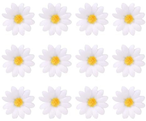 Mozeat Lens 12 pinzas para el pelo de margaritas blancas, pinzas para el pelo de margaritas, pinzas para el pelo de girasol, pinzas para el pelo de flores pequeñas