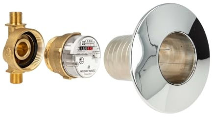 Unterputz Wasserzähler Komplett-SET, Warmwasser, Zählergehäuse 3/4 Zoll AG, Kombirosette 1-teilig, mit Montageschlüssel