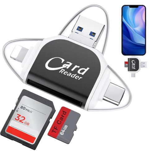 IXYHKB Multi-Port 4 in 1 Universal SD TF Kartenleser, SD Kartenleser, Micro Kartenlesegerät, Highspeed SD Card Reader, USB Externe Speicherkartenleser für Android Windows PC Notebook Kamera