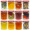 COS 24 X Glass Pot Menage Jar 324ml | Jam Jars | Set of 24 | Wide Mouth Glass Preserve Pots | Screw Top Red Gingham Lids | Airtight Pickle Jars | Homemade Jam, Marmalade & Chutney Jar