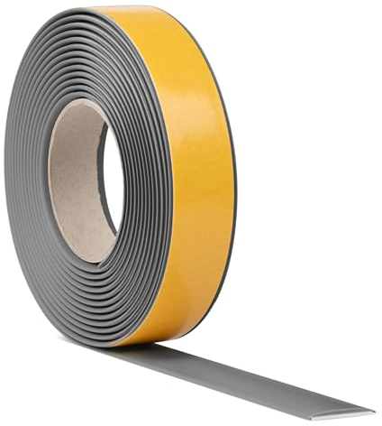 Quest Übergangsprofil Selbstklebend 5m – PVC Übergangsleiste Übergangsschiene Abdeckleiste Bodenleiste Ausgleichsprofil – Graphit, 50mm