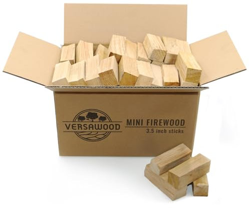 VERSAWOOD Kiln-Dried Oak Firewood - 3.5-Inch Barkless Logs, Ideal for Ooni, Gozney, Solo Stove & More - Approx. 10 lbs