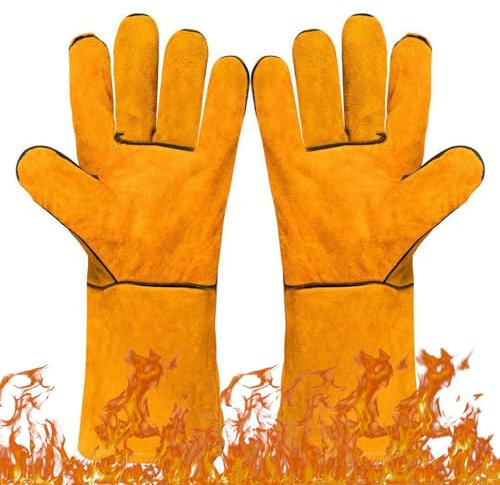 FOSDICK Guantes de Barbacoa 33cm, Resistentes al Calor, para Horno, Cocina, Parrilla, Hornear, Microondas, Chimenea y Soldadura