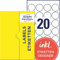 AVERY Zweckform P3413-100 Runde Etiketten (2.000 Klebepunkte, Ø45mm auf A4, runde Aufkleber zum Bedrucken, selbstklebende Produktetiketten, permanent haftende Marmeladenetiketten) 100 Blatt, weiß