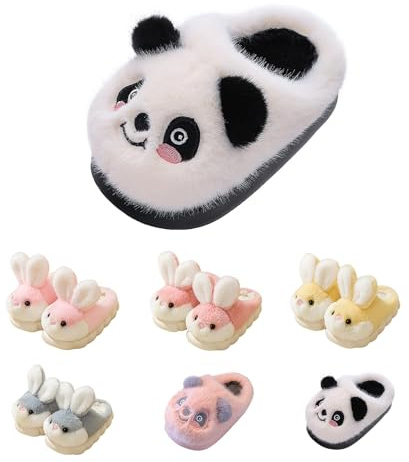 Girls Slippers Kids Uk Slip On House Slippers Furry Plush Flat Home Slippers Winter Round Toe Warm Cartoon Slipers Memory Foam Slippers Moccasin Slippers Non Slip Slippers Panda Rabbit Slippers