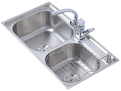 AISNXOQI Lavello da Cucina Doppio sottopiano - Realizzato in Acciaio Inossidabile, Estremamente - Lavelli da Bar con Filtro e Vassoio di Scarico