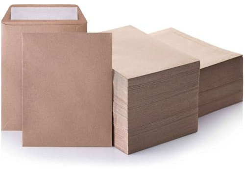 LOGIC PACK 50 Versandtaschen Braun DIN C5 Briefümschlage ohne Fenster, Haftklebend - Briefumschlag 162 x 229 mm 80g/m² Umschläge für A5 Dokumenten