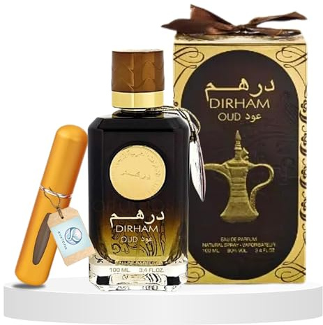 Dirham Oud 100ml Eau de Arabian Perfume With Mini Spray Bottle | Unisex Arabic for Women & Men | Oriental Musky Sandalwood | Dubai and Atomisers | Arabian
