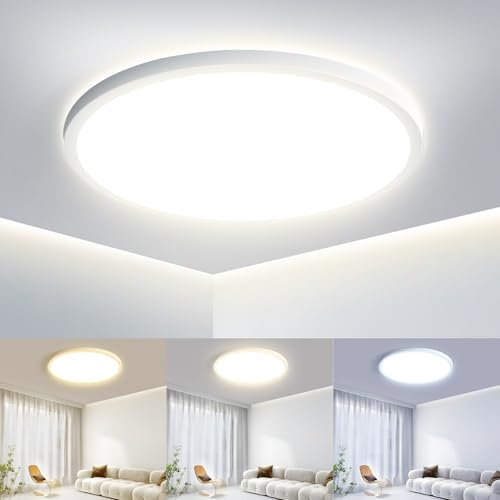 OTREN Deckenlampe LED Deckenleuchte Flach, IP44 Modern 3000k-6500K Badezimmer Lampe, Rund Badlampe Decke für Bad Flur Schlafzimmer Balkon Wohnzimmer Küche Keller, Ø30CM
