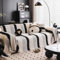 SHANNA Gestreift Samt Sofa Überwurfdecke 1/2/3/4 Sitzer, Einfache Installation Sofaschoner Sofabezug L Form U Ecksofa Große SofaÜberzug, Sofaüberwurf Couch Überzug Sofa Cover Futonbezug mit Quaste