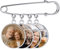 MMXX Personalisierter Gedenkfoto-Anhänger für Frauen Individuelle Boutonniere-Anstecknadel aus Legierung mit 2 Fotos für Hochzeiten/Abschlussfeiern/Andenken (B4: Silber)