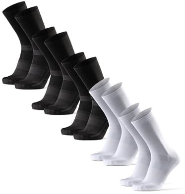 DANISH ENDURANCE Halbhohe Fahrrad Socken, Gepolsterte Rennrad Socken, Leichte Radsocken, Atmungsaktiv, Unisex, für Herren & Damen, 3 oder 5 Paar Mehrfarbig (3xSchwarz, 2xWeiß/Schwarz) 43-47