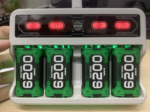 Batteria per controller Xbox One/Series X&S 4 batterie Xbox da 6200 mWh compatibili con Xbox One/Xbox Series X|S/Elite Controller, accessori per batteria Xbox con cavo di ricarica da 1 metro, ricarica