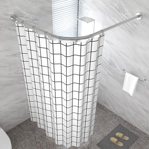 Cammeciso Tringle à Rideau de Douche en Forme de L,Barre de Douche Angle,Baignoire Coin Tringle à Rideau,Barre de Rail de Rideau de Douche Incurvée,pour Salle de Bain Baignoire Magasin VêTements