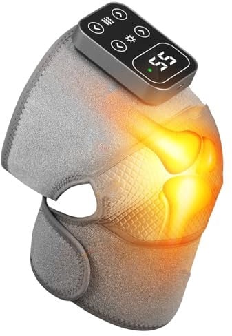 Heated Knee Massager, Cordless Heated Knee Support Wrap with Massage & Vibration, 5 Heating Modes, Rechargeable Knees Brace Warmer for Elbow Shoulder Relax, Muscle Strain Joint Stiff Pain Relief