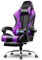 LUCKRACER Gaming Chair Massage With Footrest Ergonomic Computer Chairs High Back Support Height Adjustable Reclining Heavy Duty PC Chair