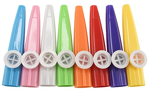 Kueohse 24 strumenti musicali Kazoo in plastica, 8 kazoo, buon compagno per chitarra, ukulele, violino, tastiera pianoforte, grande regalo per gli amanti della musica (24 pezzi)