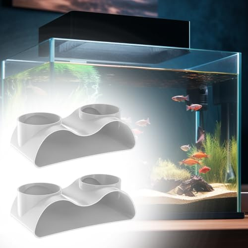 BAODBF 2 tunnel sotterranei per acquario, grotta a doppio foro, serbatoio per pesci fuori, grotta per acquario, pesce ghiaia, decorazione per allevamento (bianco)