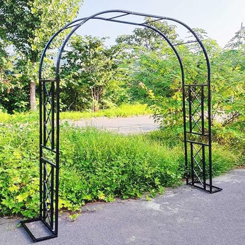 Garden Arch Metal Arbour Rose Trellis Arch Frame 140cm 180cm 220cm 260cm 300cm 340cm Large Strong Tubular Archway For Climbing Plants Backyard, Lawn, Patio, Courtyard, Wedding(Black,180x230x40cm)