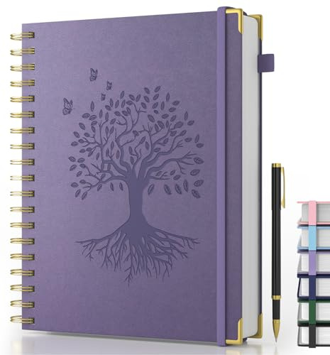 Smarpau Spiral Notizbuch B5, Lined Journal mit 240 Seiten 100gsm Papier | Hardcover Journal mit Stift, Leder Journal für Erwachsene Arbeit, Schreiben, Notizen, Lernen, Reisen, 19 x 25 cm - Lila