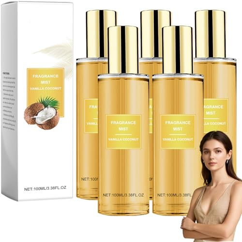 Vanille Kokos Duftspray,Lang anhaltendes Kokos Körperspray für Damen Herren,Süßes Haar- & Körperspray, Leichtes Feuchtigkeitsspendendes Parfüm für den Alltag,Duftgeschenk für Familie Freunde (5)