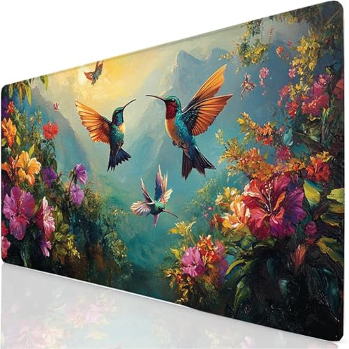 Tappetino Mouse XXL 520x250x3mm, Uccello Tappetino per Mouse Moderno Mousepad, Sottomano Scrivania Accessori Gaming, Migliora Precisione e Velocità, Tappeto Scrivania Antiscivolo,Ufficio Regalo YG-614