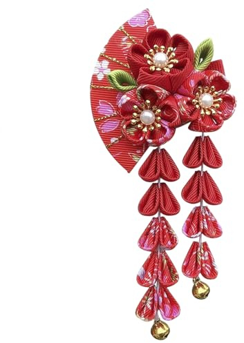 Pinces à Cheveux Japonaises en Forme de Fleurs de Cerisier et Éventail Accessoires des Cheveux pour Kimono Épingles à Cheveux pour Mariage Cosplay Fête Voyage Usage Quotidien