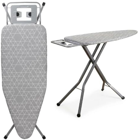 Ironing Board - 122 X 38cm, Folding Ironing Board with Jumbo Iron Rest, Adjustable Height, Foldable & Collapsible Ironing Table