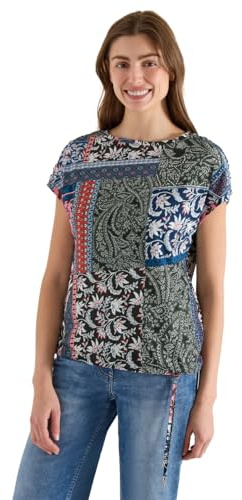 Shirt mit Boat Neck und Patchwork-Print