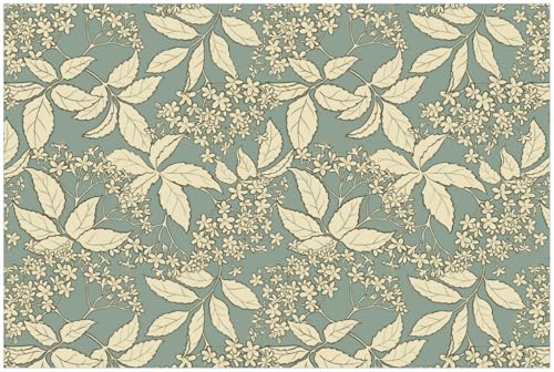 Wallario Küchenrückwand selbstklebend 90 x 60 cm, Motiv: Blätter und Blüten auf Grün | Spritzschutz abwischbar & pflegeleicht