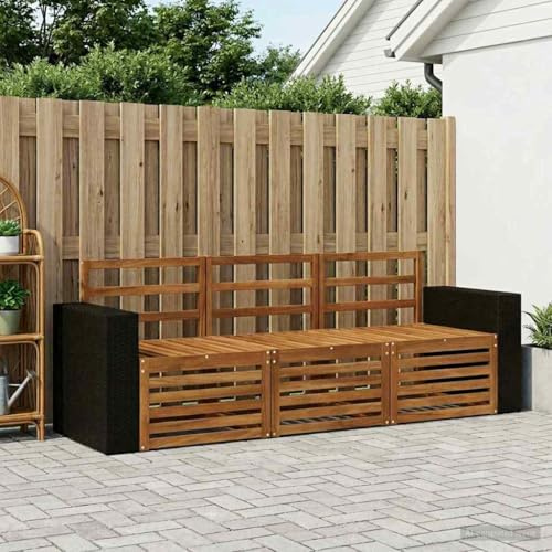 Teenpull Sofa Set 3-Piece Solid Acacia Wood Varnished with Slatted Design, Garden Set for Patio and Living Room, Durable Furniture Set for Sociable Seating Group and Relaxed Outdoor Lounge