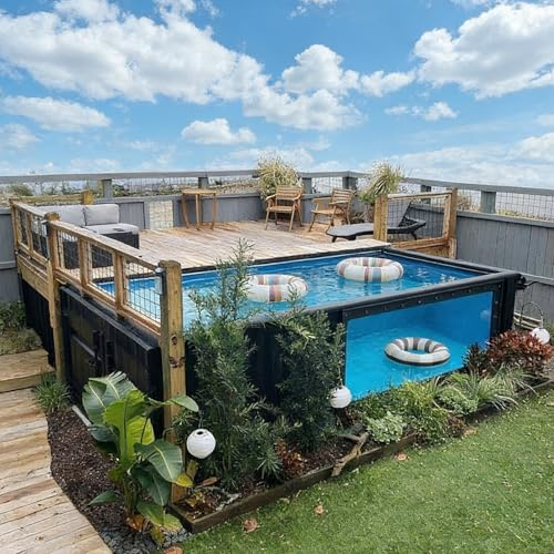 Piscina fuori terra prefabbricata in fibra di vetro con telaio in acciaio - piscina modulare riscaldata per cortile