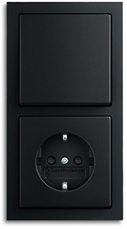 Busch-Jaeger Komplett-Set Future® Linear Anthrazit Glänzend (Steckdose, Wechselschalter, Rahmen 2fach, Wippe)