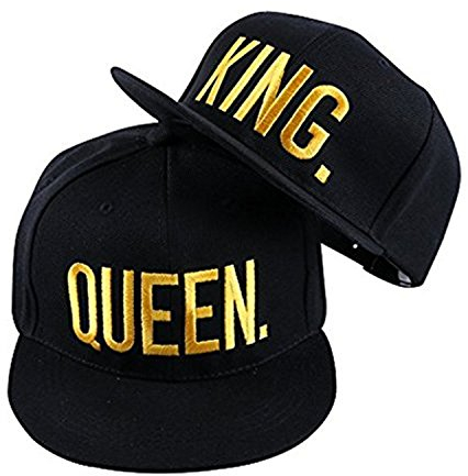 JIAJIA YL Baseballmütze Für Liebhaber Paare Bestickte Rapper Cap -Snapback King/Queen verfügbar 2 Stück (Glod)