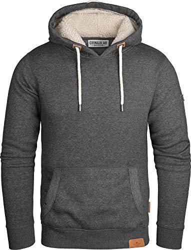 Grin&Bear Felpa Uomo Felpa con Cappuccio Giacca Uomo Felpa Cappuccio Antracite, L, GEC473