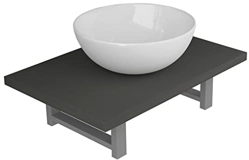 vidaXL 2-TLG. Badmöbel-Set Waschtisch Aufsatzwaschbecken Keramik Grau