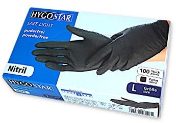 HYGOSTAR Nitril-Einweghandschuhe, Safe Light, Einmalhandschuhe, Untersuchungshandschuhe, Gr. L, 100 Stück pro Box, puderfrei, allergiefrei, unsteril, Einmalhandschuhe, Farbe: schwarz