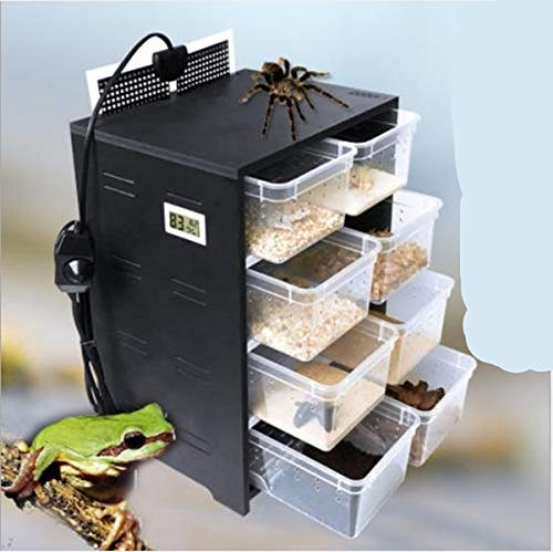 Hwydo PVC-Brutschrank für Reptilien im Winter, Terrarium, mit Zuchtboxen, Schwarz (mit Heizkissen)