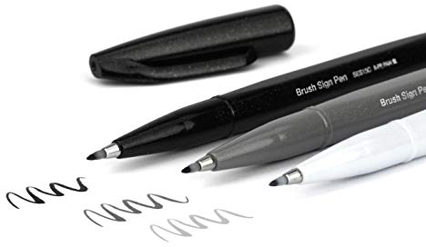 Sign Pen Brush Shadow Edition Faserschreiber mit pinselähnliche Spitze, 3er Set, schwarz/grau/hellgrau