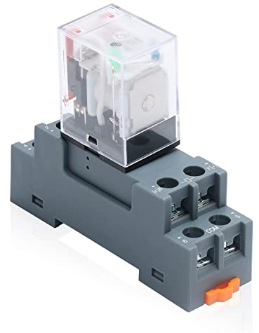 APIELE [3 Jahre Garantie] 24V DC 8 Pins 10A Spule Elektromagnetisches Leistungsrelais 2PDT 2NO+2NC MY2NJ HH52Pmit Kontrollleuchte mit Steckdose (24VDC)