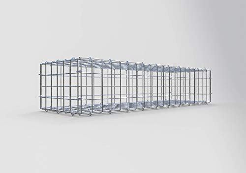 GABIONA Panier à pierre carré - Dimensions des mailles : 5 x 5 cm - Profondeur : 30 cm - Gabion : 100 x 20 x 30 cm (L x H x P) - Anneau en C