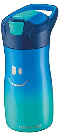 Maped Picnik Concept Kids - Gourde Enfant avec Système de Pipette - Étanche - Ouverture Automatique avec Bouton - Nettoyage Facile - Corps en Acier - 430 ml Inoxydable - Bleu - 430 ml 871203