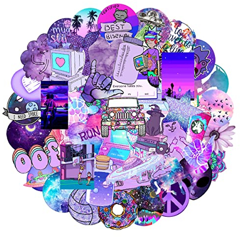 MARSFORCE Vsco Violet vinyle imperméable autocollant pour ordinateur portable bagages de voyage valise bouteille d'eau skateboard vélo voiture pare - chocs casque guitare scrapbooking [50pcs]