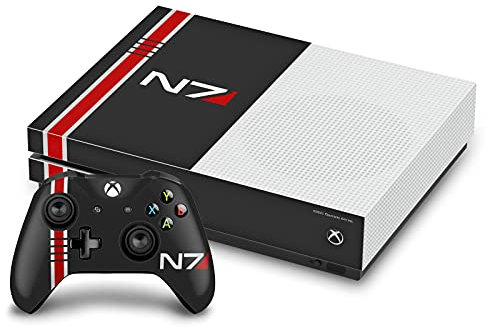 Head Case Designs Offizielle EA Bioware Mass Effect N7 Logo Legendäre Grafiken Vinyl Haut Gaming Aufkleber Abziehbild Abdeckung kompatibel mit Xbox One S Console and Controller Bundle