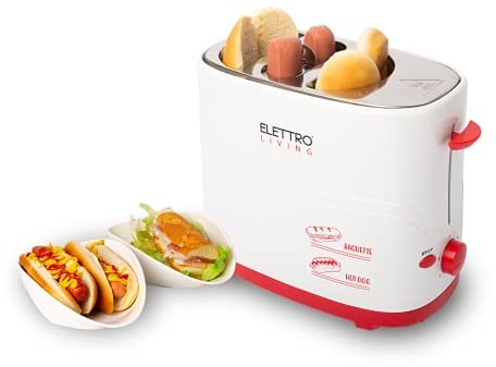Elettro Living Poldo Elettroliving Machine à baguette et hot dog avec logement Wurstel et pain, tiroir ramasse-miettes et pieds antidérapants, idéal pour cadeaux, fêtes et fêtes EV-003