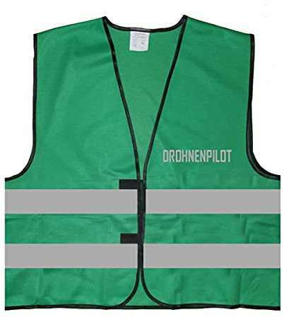 Mister Warnwesto Warnweste - Signalweste - Drohnenpilot - Warnweste mit reflektierendem Aufdruck - Größe L/XL, Grün