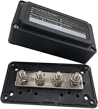 300A Sammelschienenkasten 12V - 48V DC 4X M8 Sammelschiene für Geländewagen Boot Camper Car Heavy Duty Bus Bar KFZ Messing Verteilerblock