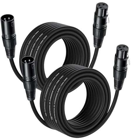 NUOSIYA Cable XLR de Micrófono 10m 2 Unidades - Macho a Hembra Balanceado de 3 Pines para Micrófono, Mezclador, Altavoz, Amplificador