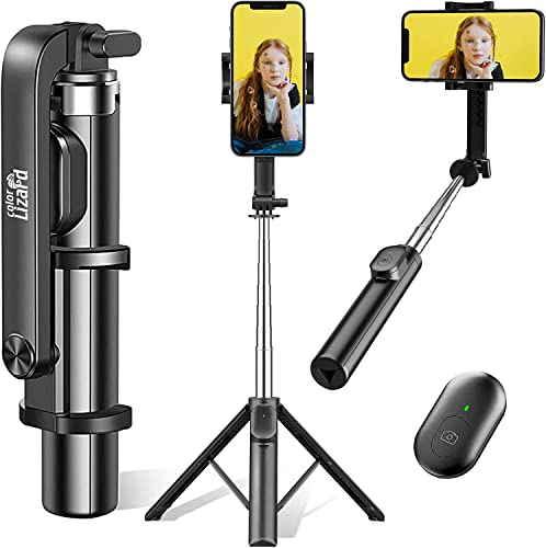 colorlizard Selfie-Stick-Stativ mit Fernbedienung, Handy-Stativ, kabelloser 6-in-1-Bluetooth-Selfie-Stick für iOS- und Android-Geräte, tragbarer Selfie-Stick für iPhone, Reisezubehör.
